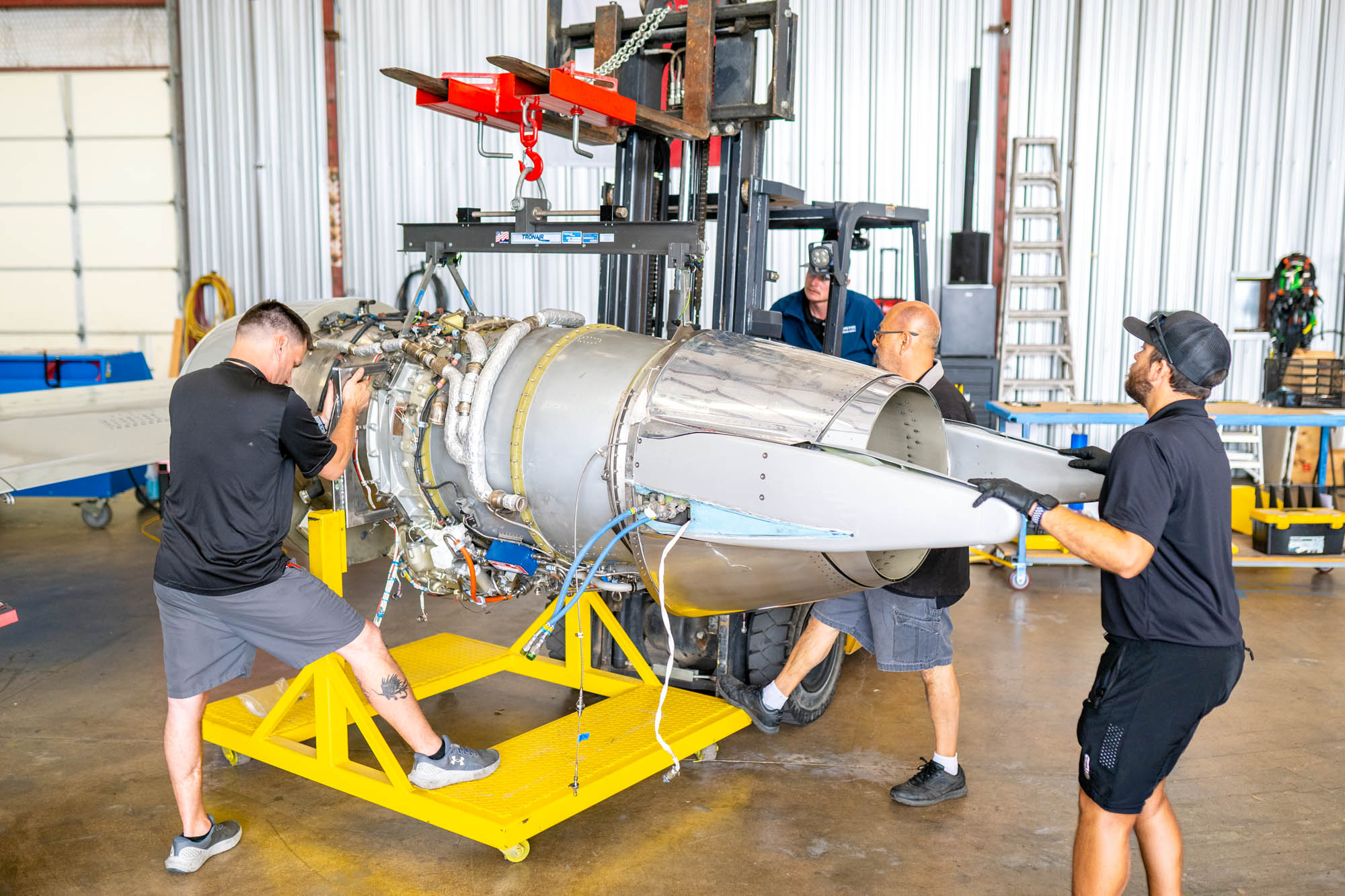 Plane Place Aviation technicians performing a Citation engine overhaul