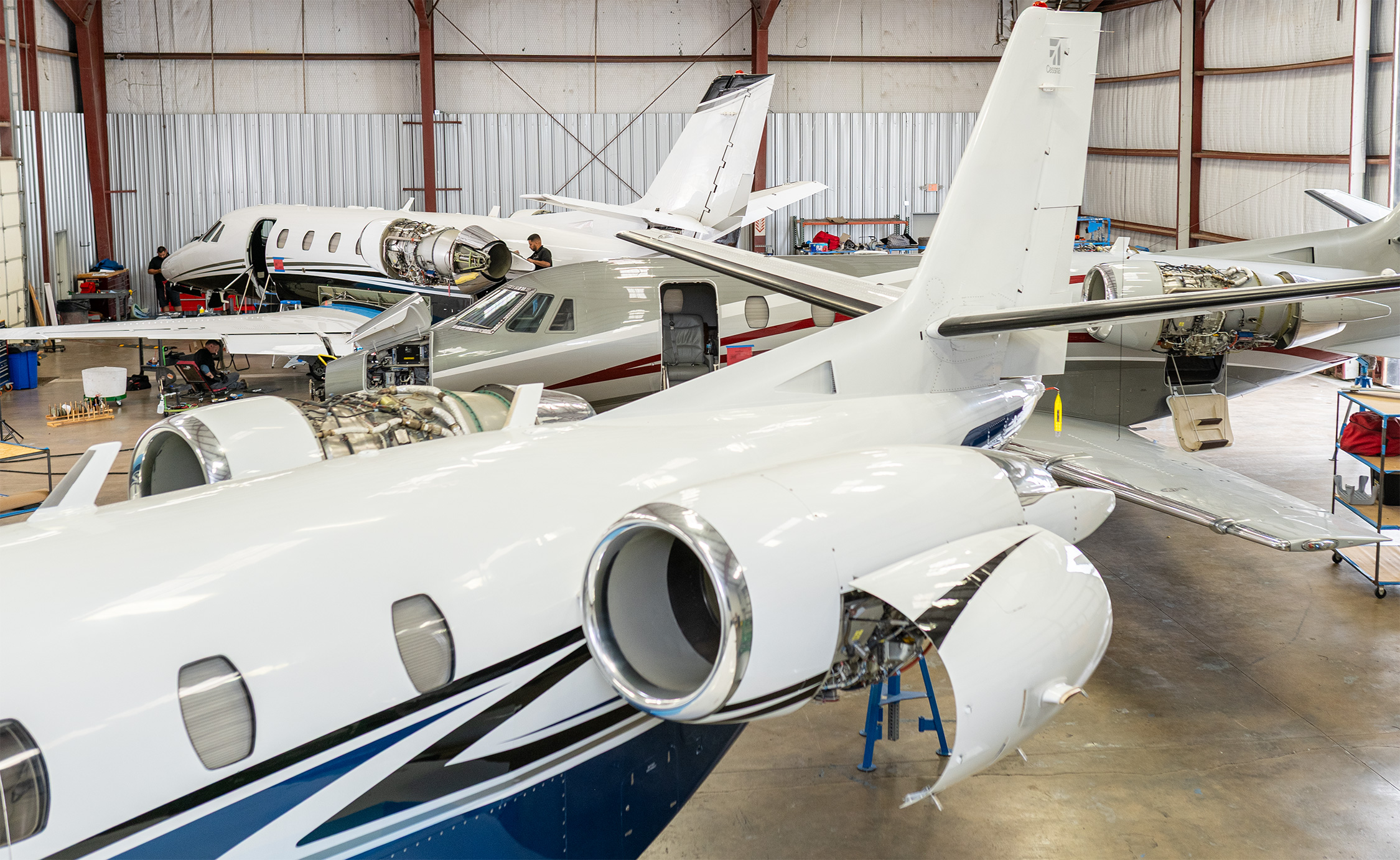 Citation aircraft in the Plane Place Aviation hangar