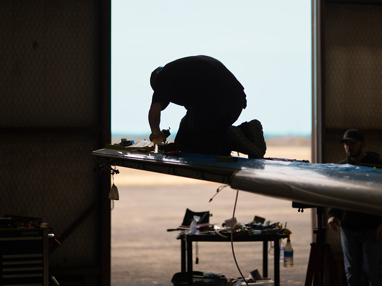 Winglet installation in progress